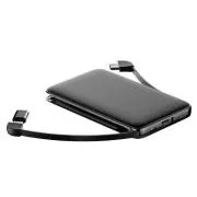 WG - Power Bank 5000 mAh, Micro USB + Type-C kabel + Lightning adapter, crna
