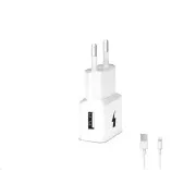 WG - Mrežni punjač 1x USB-A, Quick Charge 3.0, 5V-9V-12V, USB-A na Lightning kabel, bijeli