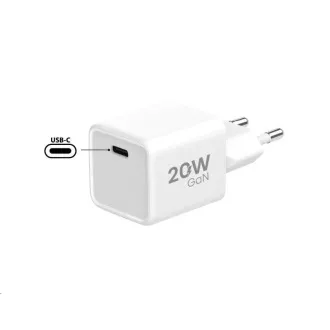 WG - GaN punjač 1x USB-C, PD 20W, 5V-9V-12V, bijeli