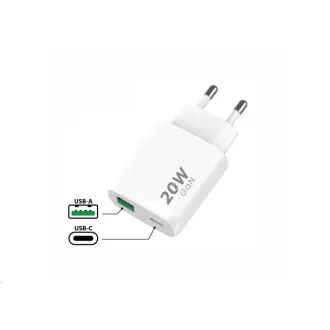 WG - Adapter za napajanje 2x USB, 1x USB-C PD 20W + 1x USB-A QC3.0 18W, bijeli