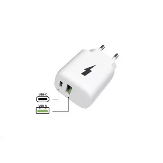 WG - Mrežni punjač 2x USB, 1x USB-C PD PPS 3.0 30W + 1x USB-A QC4 18W, bijeli