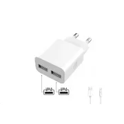 WG - Adapter za napajanje 2x USB-A 2, 4A, Smart IC + USB-A na Lightning kabel, bijeli