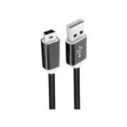 WG - Podatkovni kabel USB Mini-B (5 pinova)-USB-A / 1 m / najlonski pleteni / crni