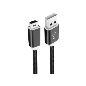 WG - Podatkovni kabel USB Mini-B (5 pinova)-USB-A / 1 m / najlonski pleteni / crni