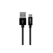 WG - Podatkovni kabel Type-C na USB-A / 3m / najlonski pleteni / crni