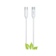 WG - Podatkovni kabel Type-C (muški) na Type-C (muški) / 2m / 3A / pamučno pleteni ECO / bijeli