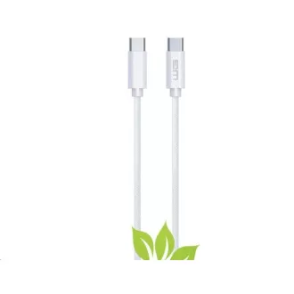 WG - Podatkovni kabel Type-C (muški) na Type-C (muški) / 2m / 3A / pamučno pleteni ECO / bijeli