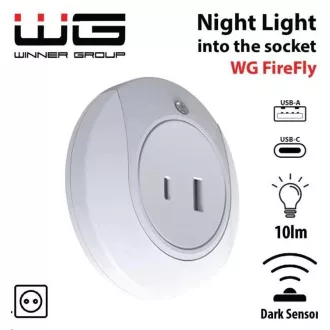 WG - Noćno LED svjetlo za utičnicu s USB-om / WG FireFly / bijelo