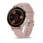 Garmin Venu® 3S, okvir od mekog zlata od nehrđajućeg čelika, kućište Dust Rose, silikonski remen