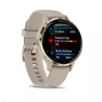 Garmin Venu® 3S, okvir od nehrđajućeg čelika Soft Gold, kućište French Grey, silikonski remen Garmin Venu® 3S, okvir od nehrđajućeg čelika Soft Gold, kućište French Grey, silikonski remen