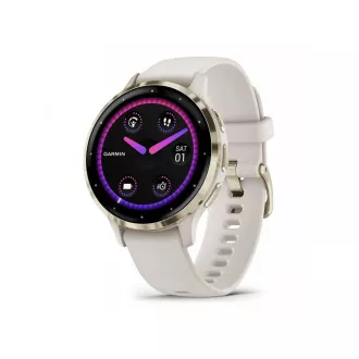 Garmin Venu® 3S, okvir od nehrđajućeg čelika od mekog zlata, kućište boje bjelokosti, silikonski remen Garmin Venu® 3S, okvir od nehrđajućeg čelika od mekog zlata, kućište boje bjelokosti, silikonski remen