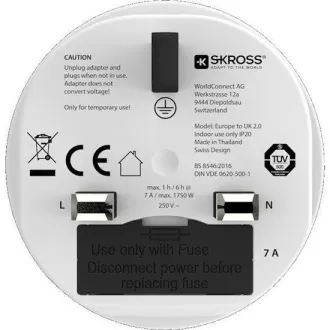 SKROSS UK putni adapter za korištenje u Velikoj Britaniji, tip G SKROSS UK putni adapter za korištenje u Velikoj Britaniji, tip G