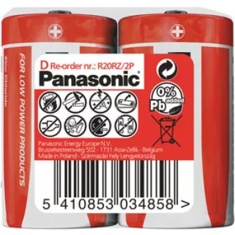 PANASONIC cink ugljične baterije crveni cink R20RZ / 2P D 1.5V (skupljaju se 2kom)