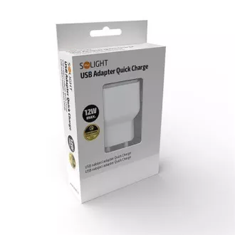 Solight USB adapter za punjenje, brzo punjenje: 1x USB Qualcomm, 5V2A / 9V1.5A / 12V1A, AC 230V, bijelo-siva Solight USB adapter za punjenje, brzo punjenje: 1x USB Qualcomm, 5V2A / 9V1.5A / 12V1A, AC 230V, bijelo-siva