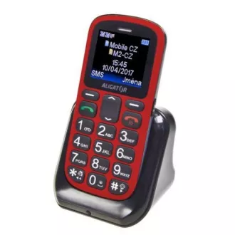 Aligator A321 Senior Dual SIM, crveno-crni + postolje za punjenje