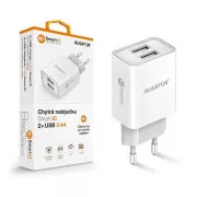Mrežni punjač Aligator, 2x USB, smart IC, 2,4 A, bijeli
