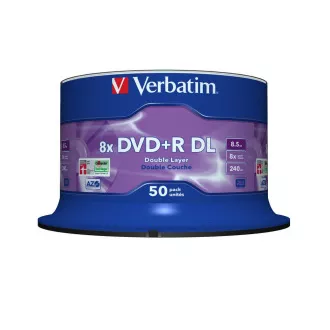 VERBATIM DVD + R (pakiranje od 50) / dvoslojni / vreteno / 8X 8,5 GB mat srebrna
