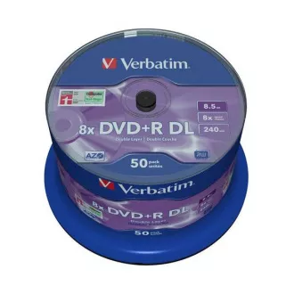 VERBATIM DVD + R (pakiranje od 50) / dvoslojni / vreteno / 8X 8,5 GB mat srebrna