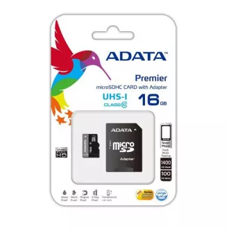 ADATA MicroSDHC kartica 16GB UHS-I Class 10 + SD adapter, Premier