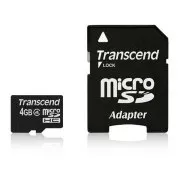 TRANSCEND MicroSDHC kartica 4GB Class 4 + adapter