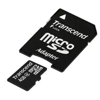 TRANSCEND MicroSDHC kartica 4GB Class 4 + adapter