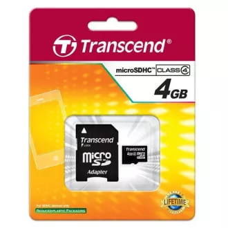 TRANSCEND MicroSDHC kartica 4GB Class 4 + adapter