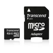 TRANSCEND MicroSDHC kartica 4GB Class 10 + adapter