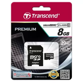 TRANSCEND MicroSDHC kartica 8GB Class 10+ adapter