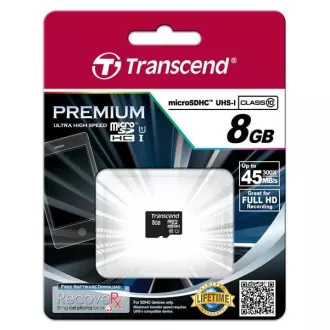 TRANSCEND MicroSDHC kartica 8GB Premium, Class 10 UHS-I 300x, bez adaptera