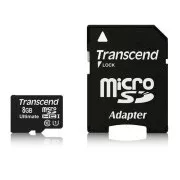 TRANSCEND MicroSDHC kartica 8GB Ultimate, Class 10 UHS-I 600x, MLC + adapter