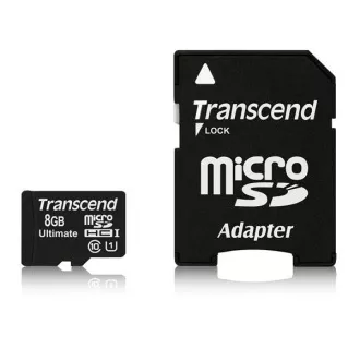 TRANSCEND MicroSDHC kartica 8GB Ultimate, Class 10 UHS-I 600x, MLC + adapter