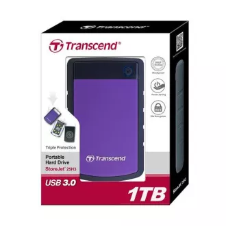TRANSCEND vanjski HDD USB 3.1 StoreJet 25H3P, 1TB, ljubičasti (otporan na udarce)
