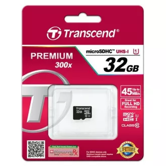 TRANSCEND MicroSDHC kartica 32GB Premium, Class 10 UHS-I 300x, bez adaptera