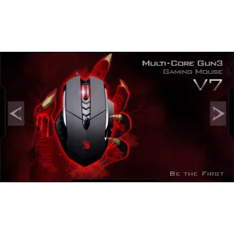 A4tech BLOODY V7 gaming miš, do 3200DPI, V-Track tehnologija, 160KB memorije, USB, CORE 2, metalni jastučići