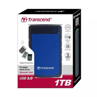TRANSCEND vanjski HDD USB 3.0 StoreJet 25H3B, 1TB, plavi (otporan na udarce)