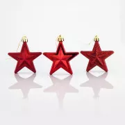 Eurolamp Božićni ukrasi plastične crvene zvijezde, 6,5 cm, set od 12 kom