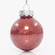 Eurolamp Božićni ukrasi crvene svjetlucave plastične kuglice sa svjetlucavima 6 cm, set od 12 kom