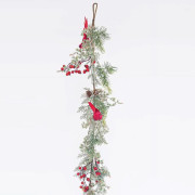 Eurolamp Božićna ukrasna grana s bobicama i pticama, 153 cm, 1 kom