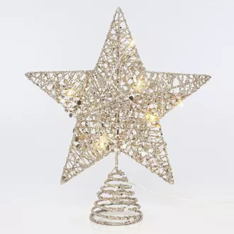 Eurolamp Zlatna božićna zvijezda za drvce, 10 toplo bijelih LED dioda, 25,4 cm, 1 kom Eurolamp Zlatna božićna zvijezda za drvce, 10 toplo bijelih LED dioda, 25,4 cm, 1 kom