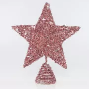 Eurolamp Roza božićna zvijezda za drvce sa šljokicama, 25,4 cm, 1 kom