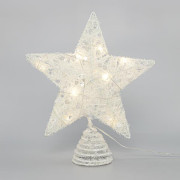 Eurolamp Bijela božićna zvijezda za drvce sa šljokicama, 10 toplo bijelih LED dioda, 25,4 cm, 1 kom