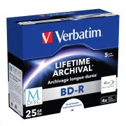 VERBATIM MDisc BD-R (pakiranje od 5) Jewel / 4x / 25 GB