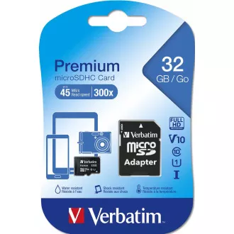 VERBATIM MicroSDHC kartica 32GB Premium, U1 + SD adapter
