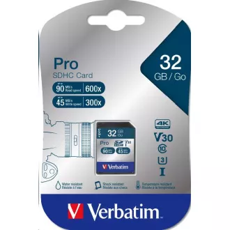 VERBATIM SDHC kartica 32GB Pro, U3, V30