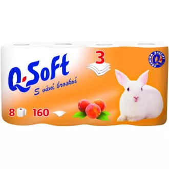 Toaletni papir Q-SOFT 3 sloja. 160 komada 8 kom breskve / prodaje se u paketu Toaletni papir Q-SOFT 3 sloja. 160 komada 8 kom breskve / prodaje se u paketu