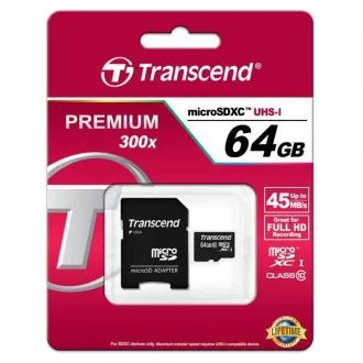 TRANSCEND MicroSDXC kartica 64GB Class 10, UHS-I (45MB/s)