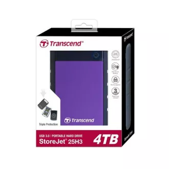 TRANSCEND vanjski HDD USB 3.1 StoreJet 25H3P, 4TB, ljubičasti (otporan na udarce)