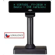 Virtuos VFD zaslon za kupce Virtuos FV-2030B 2x20 9 mm, USB, crni