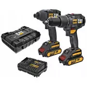 Caterpillar 2-u-1 udarna bušilica bez četkica i set udarnih odvijača,