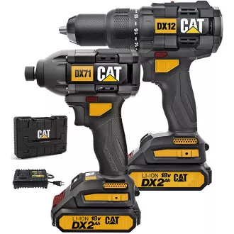 Caterpillar 2-u-1 udarna bušilica bez četkica i set udarnih odvijača,
